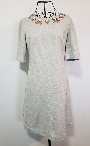Eliza J jeweled neck grey midi shift dress sz 6 - Picture 1 of 5